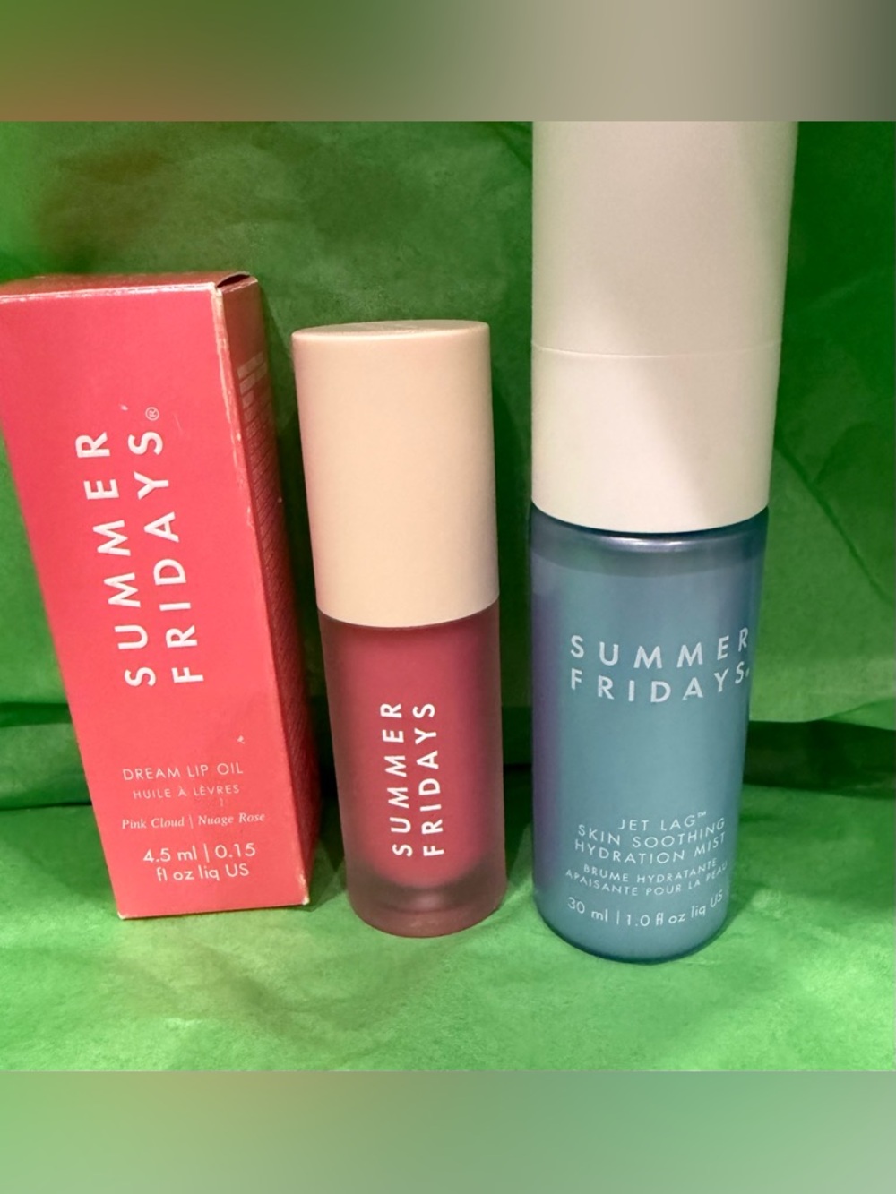 Summer Fridays Pink Cloud Dream Lip Oil -Plus Jet Lag hydration Mist. New